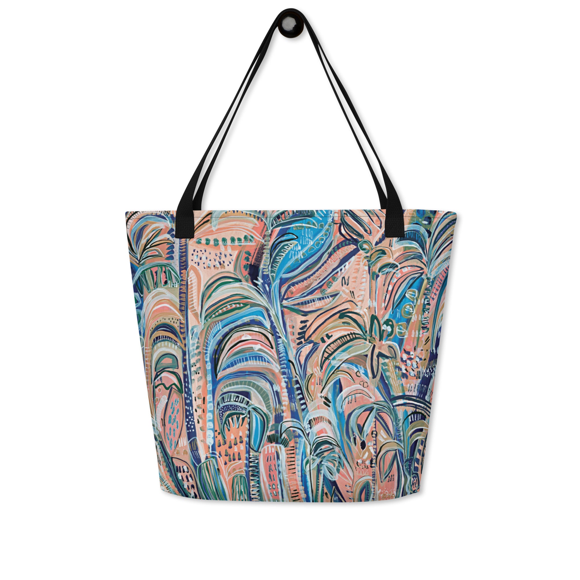 Beach Oasis Large Tote Bag with pocket-Carley Bourne-PaletTheory