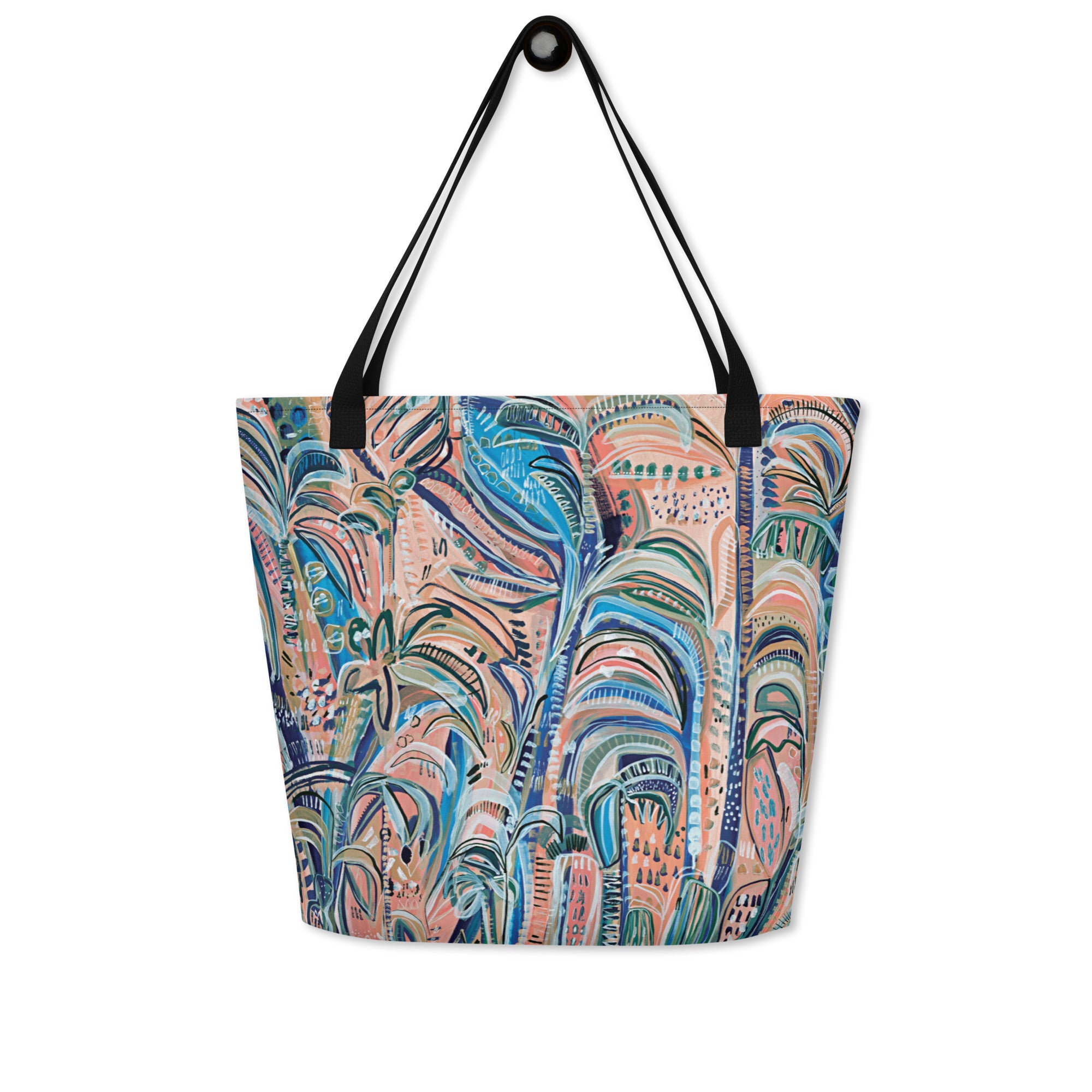 Beach Oasis Large Tote Bag with pocket-Carley Bourne-PaletTheory