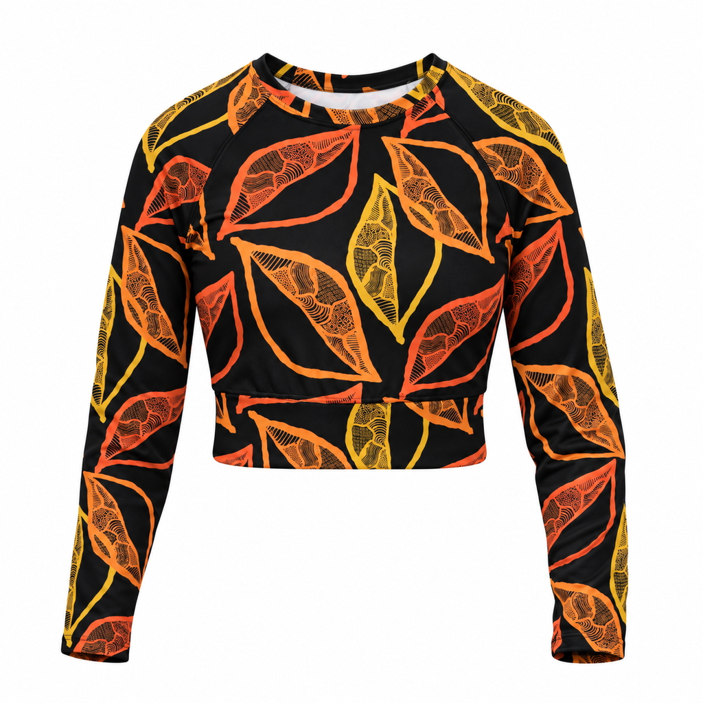 Gold Leaf long-sleeve crop top Rashie