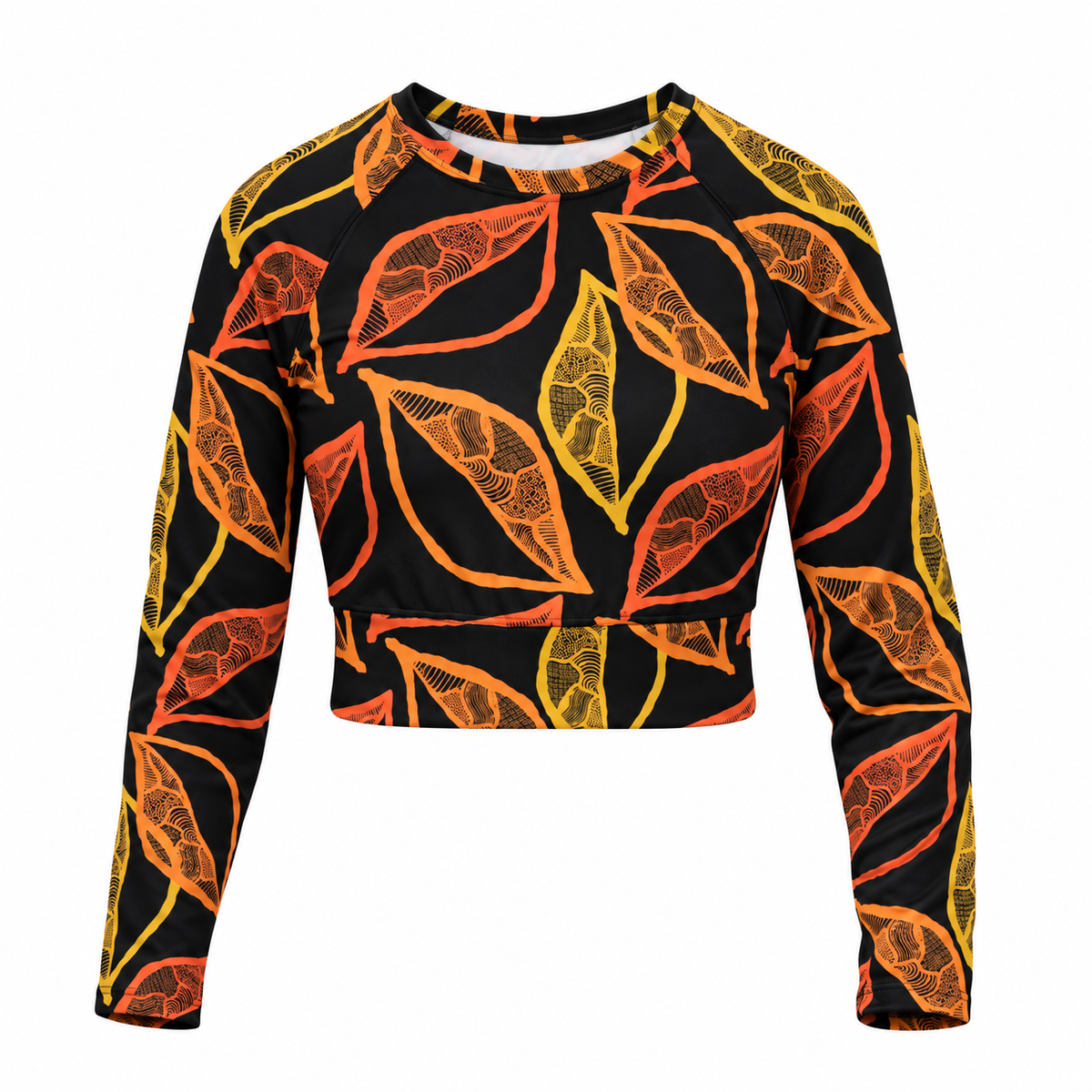 Gold Leaf long-sleeve crop top Rashie