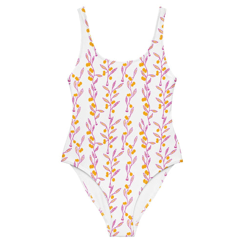 Wattle Tree Flower One-Piece Swimsuit-Barbara Bear-PaletTheory