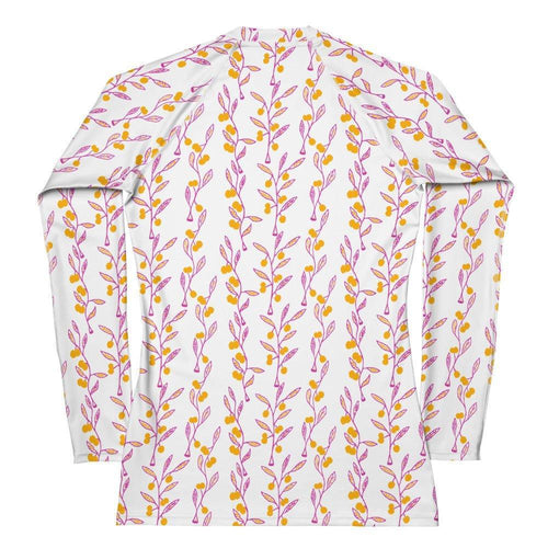 Wattle Tree Flower Women Long Sleeve Rash Guard-Barbara Bear-PaletTheory