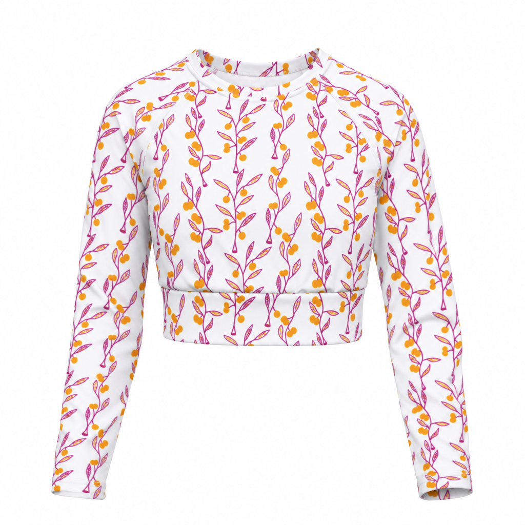 Wattle Tree Flower Women Crop Top Rash Guard