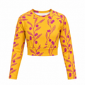 Wattle Tree Flower in Yellow long-sleeve crop top