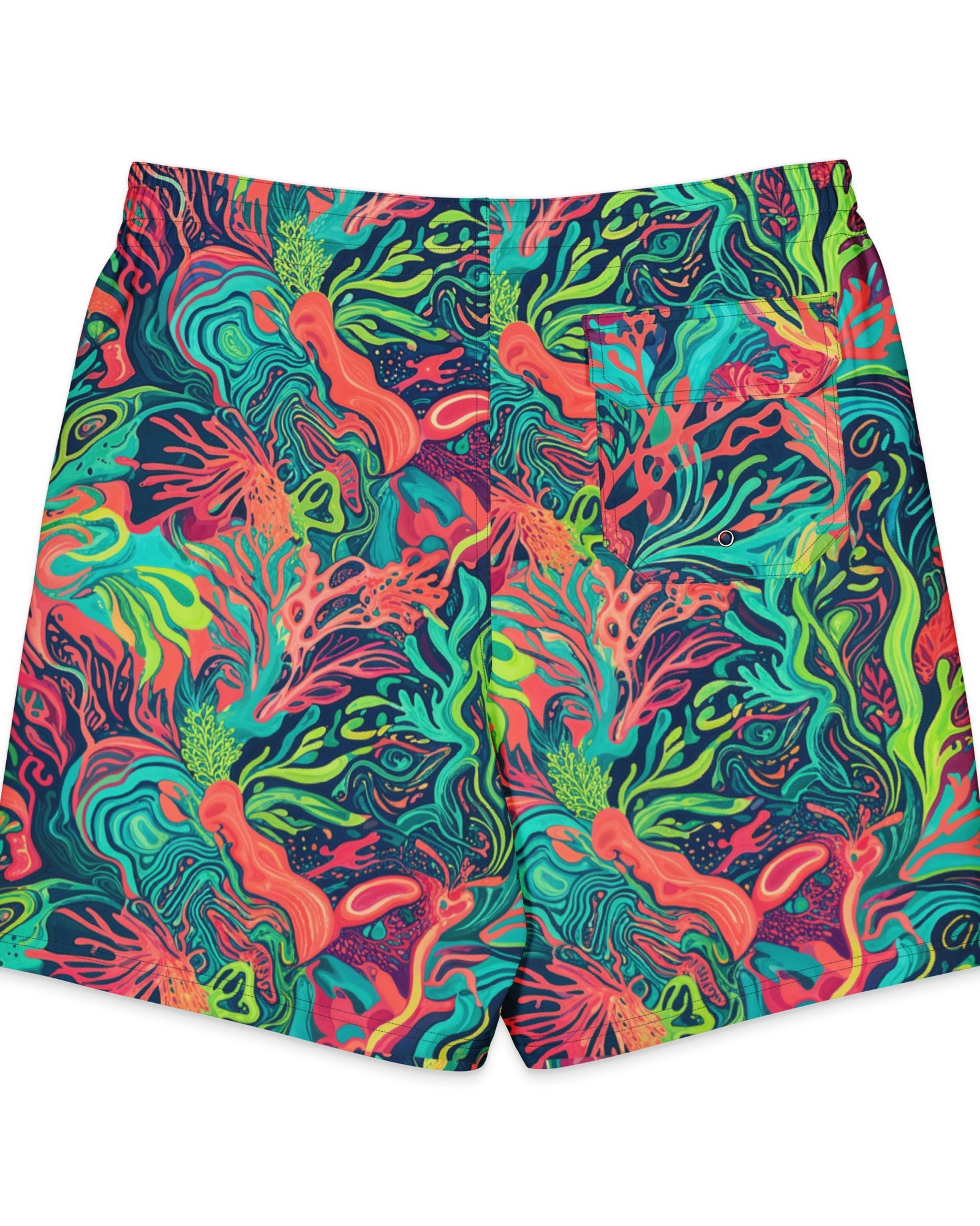 Neon Reef men's board shorts, back view